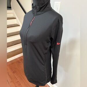 Nike Black Half-Zip Pullover with Pink Swoosh